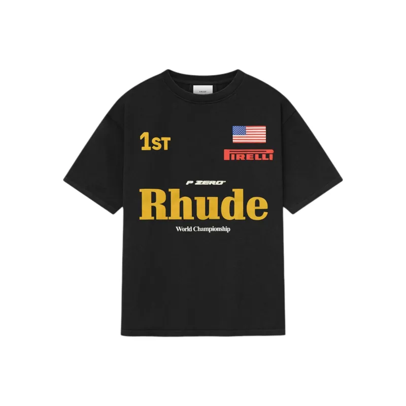 Beinaili X RHUDE Pirelli, Collaboration Edition T Shirts Unisex Black-0