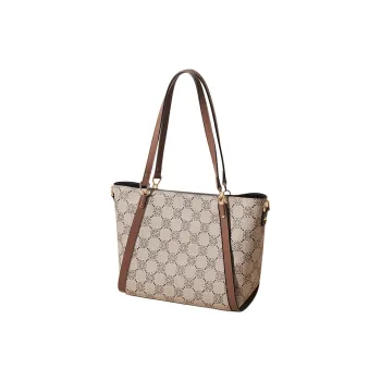 Old Man's Head Synthetic Leather Tote Bag, Shoulder Bag Women's Coffee/Khaki