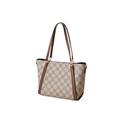 Old Man's Head Synthetic Leather Tote Bag, Shoulder Bag Women's Coffee/Khaki