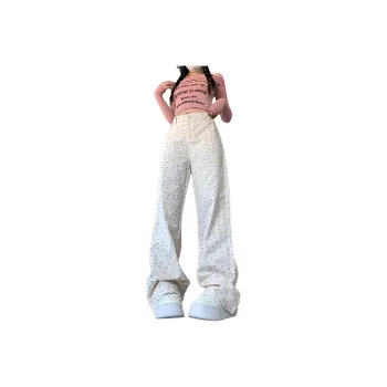 Mu Xiao Xin Casual Pants Women's Ecru Floral