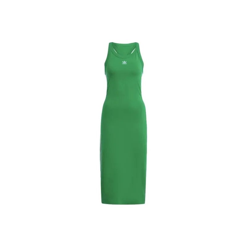 Adidas Originals 3 Stripes Slip Dresses Women's Green-0
