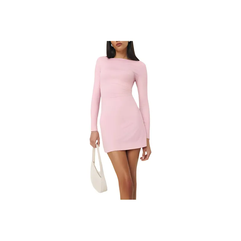 REFORMATION Jaelynn Knit Dress Long-Sleeved Dresses Women's Pink-0