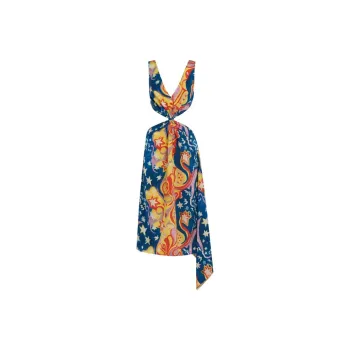 MARNI X No Vacancy Inn Cut-Out Galactic Paradise Printed Midi Dress