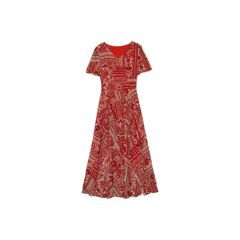 CPAURA Short Sleeved Dresses Women's Red
