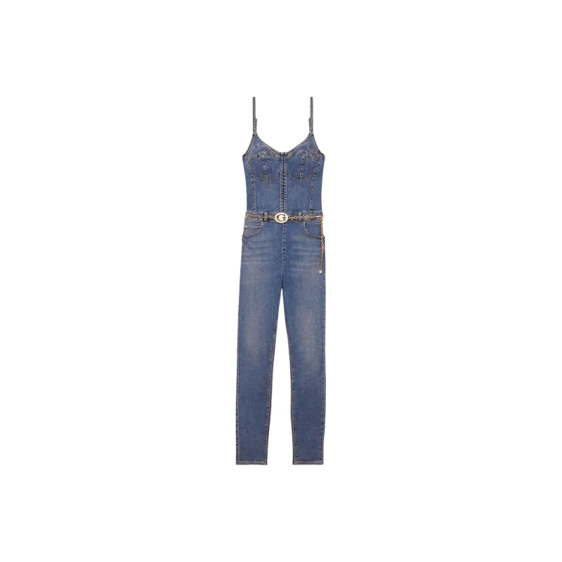 GUESS Skinny Denim Jumpsuit Jumpsuit Women's Blue-0