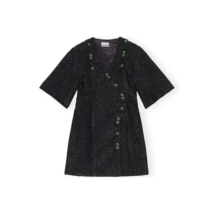 GANNI Sparkle V Neck Wrap Mini Dress-0