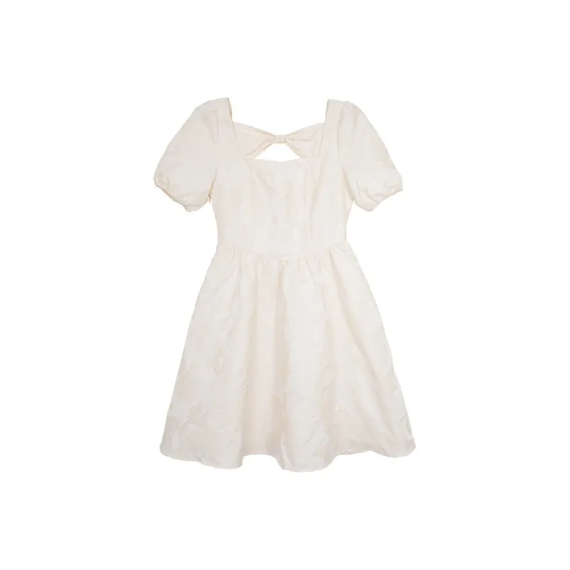 SUNSUNTOWN Short Sleeved Dresses Summer Women's Apricot White-0