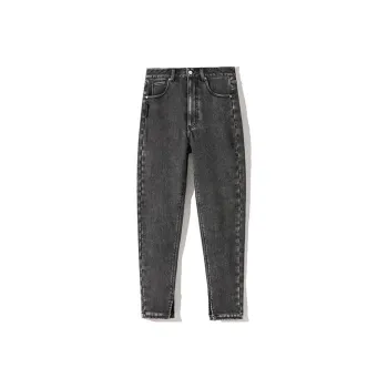 Tokidoki Slim Fit Pants Thickened Jeans Winter Women's Black