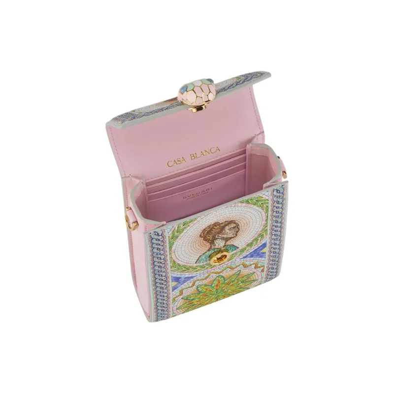 BVLGARI Calfskin Clutch Crossbody Cell Phone Pouch Women's Multicolor-5