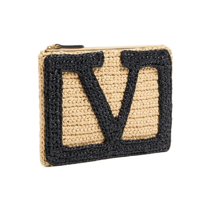 Valentino GARAVANI Synthetic Raffia Straw Bag Clutch Women's Natural-1