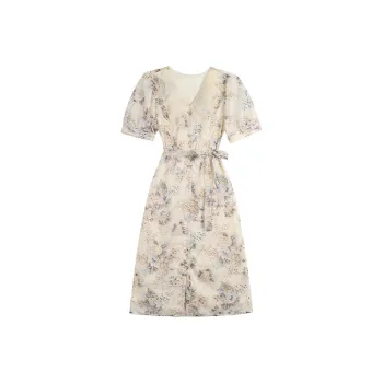 HUASJ Short Sleeved Dresses Women's Print Color
