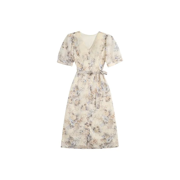 HUASJ Short Sleeved Dresses Women's Print Color-0