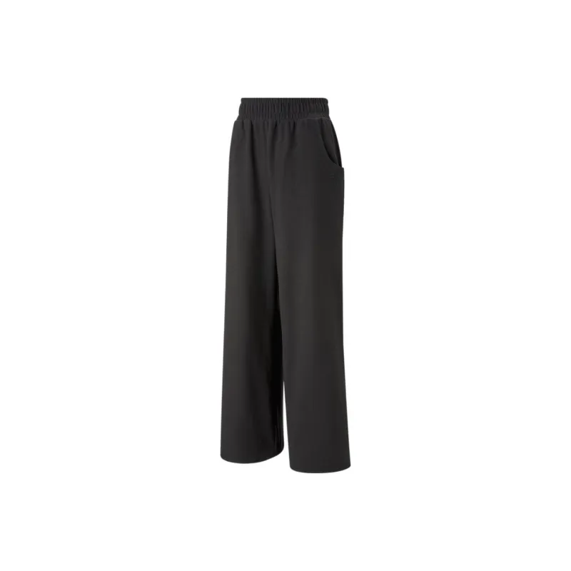 PUMA INFUSE INFUSE Wide Leg Pants DK Knitted Sports Pants Women's Black-0