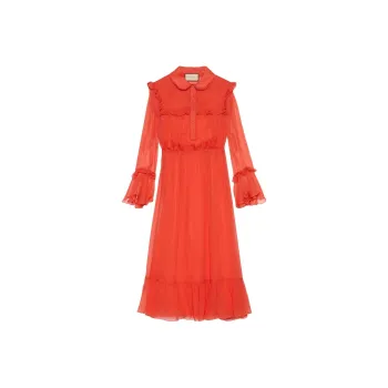 GUCCI Tiered Chiffon Maxi Dress