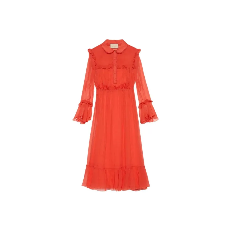 GUCCI Tiered Chiffon Maxi Dress-0