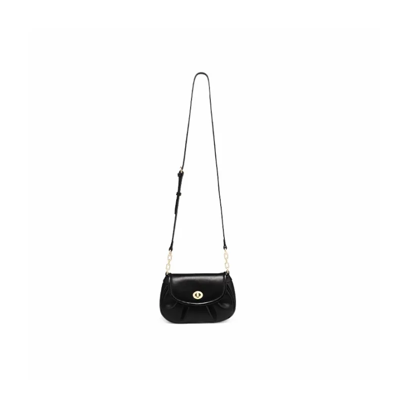 COOGI Synthetic Leather With Cow Leather Shoulder Bag Medium Size Women's Ecru/Black-12