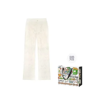 OURUOKE Casual Pants Women's White Pants Shopping Bag Included