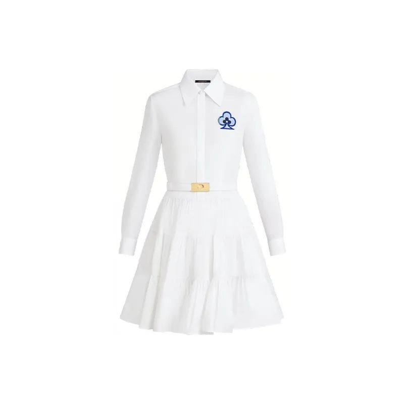LOUIS VUITTON Long Sleeved Dress Women's White-0