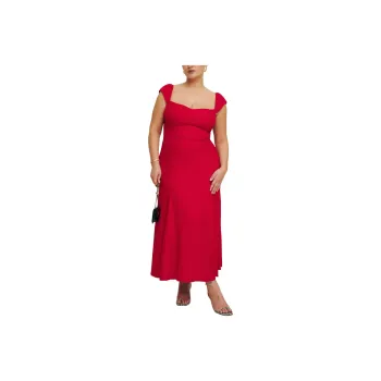 REFORMATION Bryson Dress Es Short-Sleeved Dresses Women's Cherry Red