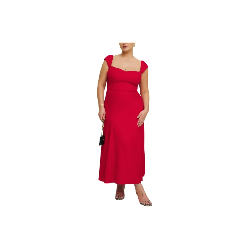 REFORMATION Bryson Dress Es Short-Sleeved Dresses Women's Cherry Red-0