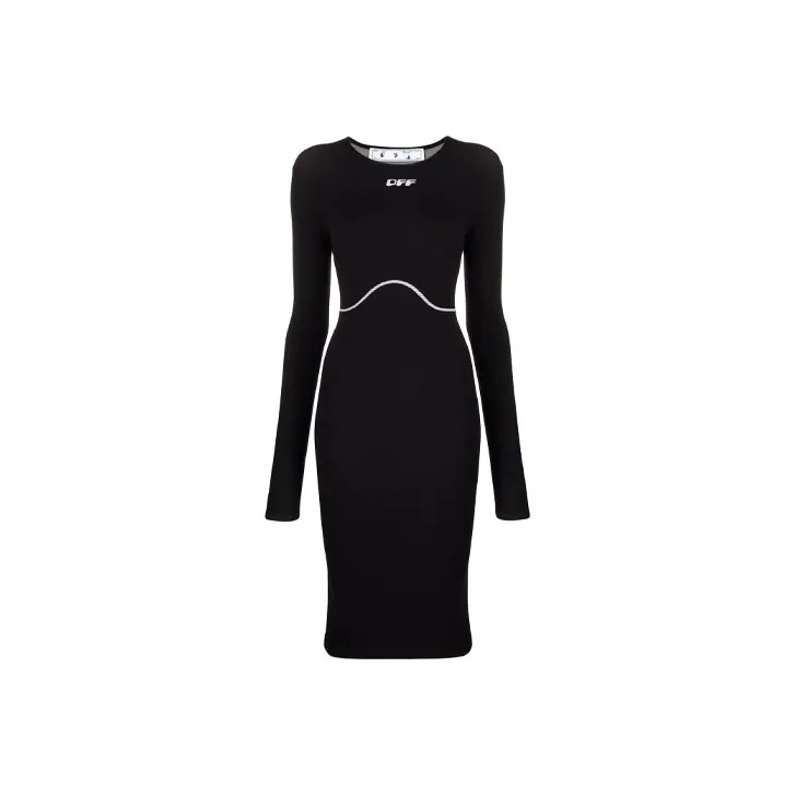 OFF-WHITE FW21 Long-Sleeved Dresses Women's Black-0