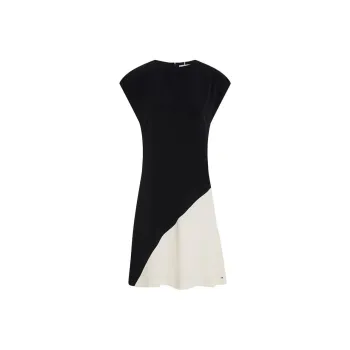 Tommy Hilfiger Colour-Blocked Knee Length Dress Short-Sleeved Dresses Women's Black White