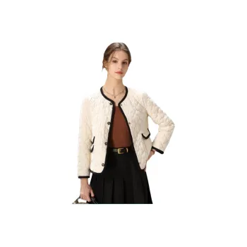 FENHONGMALI Puffer Jacket Women's Ecru