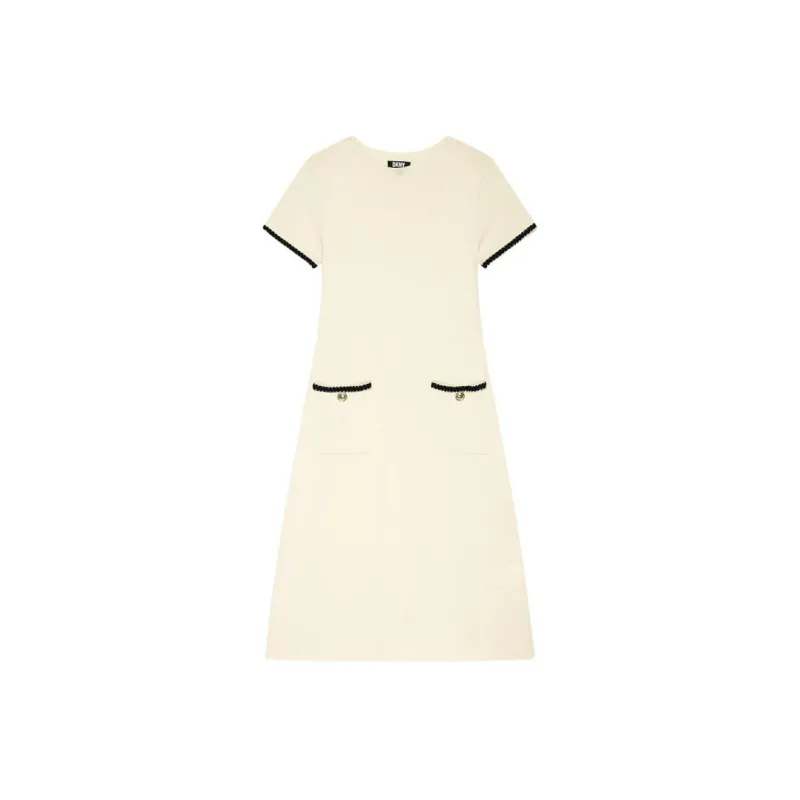 DKNY Short Sleeved Dress Women's Beige-0