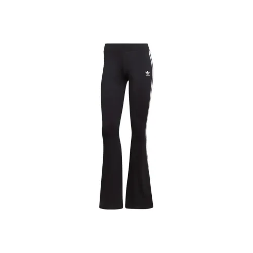 adidas originals Women's Logo Print Striped Flared Knit Track Pants Black