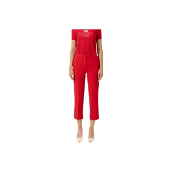 Elisabetta Franchi Slits Cropped Crepe Trousers