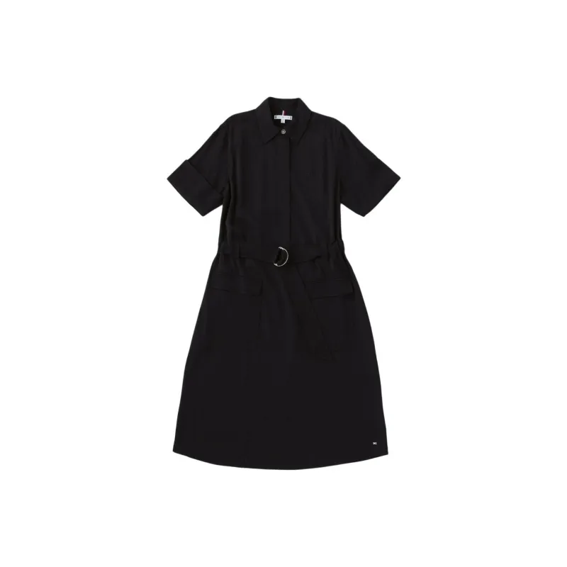 Tommy Hilfiger SMD AF FLUID UTLTY MIDI SS DRE Short Sleeved Dresses Women's Black-0