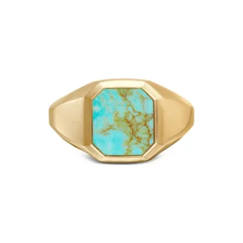 David Yurman 18K Yellow Gold Streamline® Signet Turquoise Ring