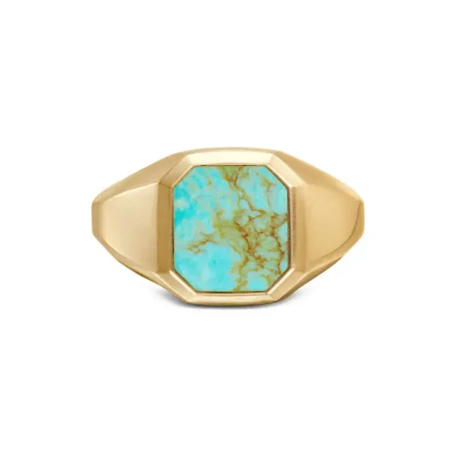 David Yurman 18K Yellow Gold Streamline® Signet Turquoise Ring