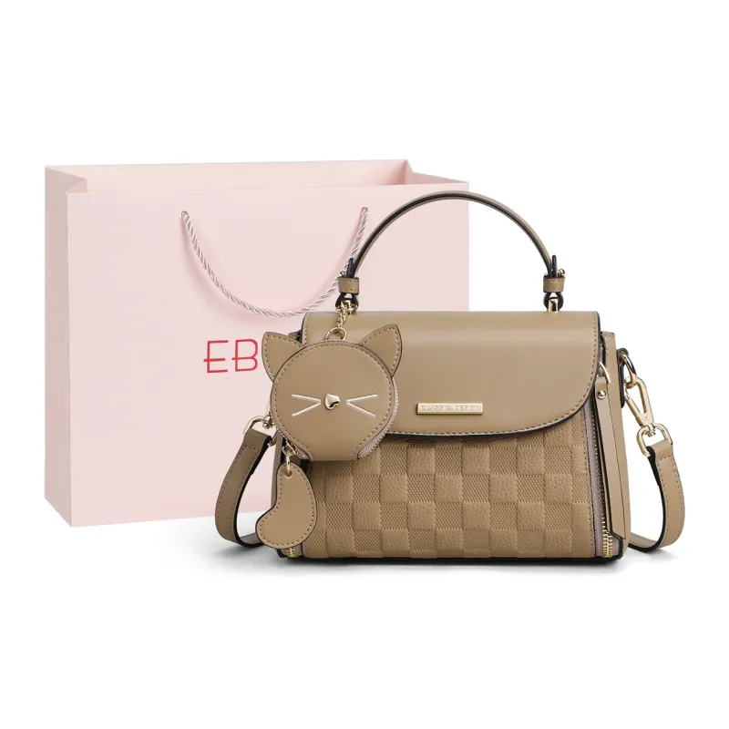 EBLAN Cow Leather Handbag, Shoulder Bag, Crossbody Bag Regular Women's Elephant Gray-1