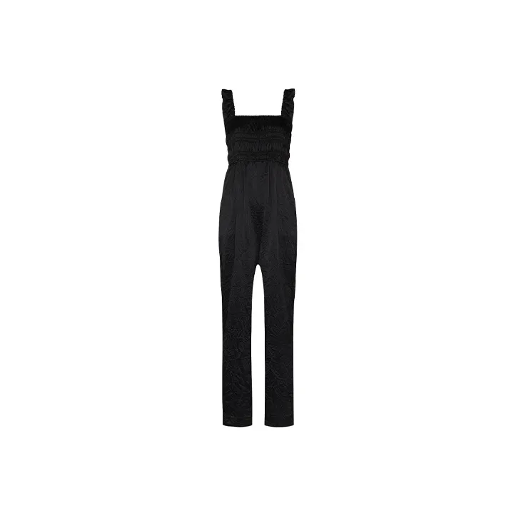 GANNI Crickled Satin Jumpsuit 'Black'-0