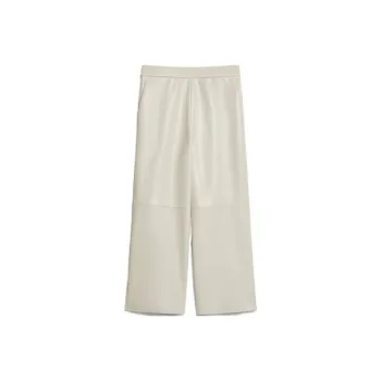MaxMara Luciana Collection Coated Fabric Trousers Casual Pants Women's White