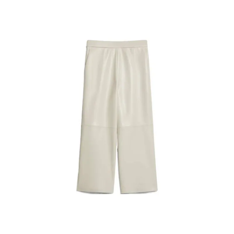 MaxMara Luciana Collection Coated Fabric Trousers Casual Pants Women's White-0