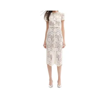 Self portrait Short Sleeved Dress Women's Ivory White