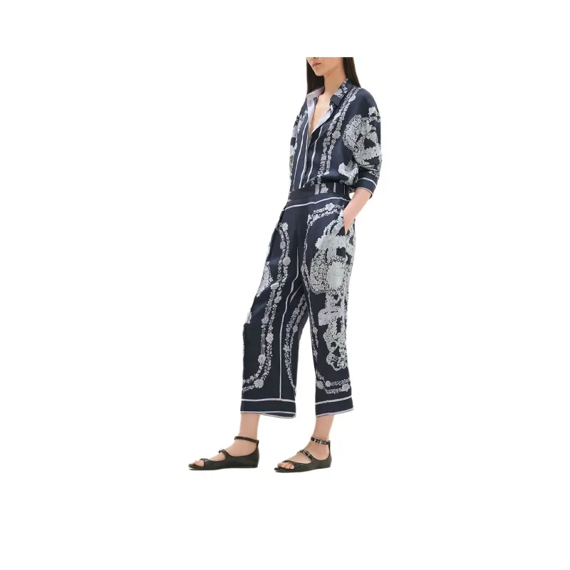 HERMES Casual Pants Women's Blue-0