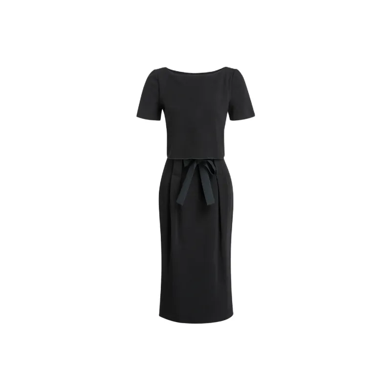 EMPORIO ARMANI SS21 Short Sleeved Dress Women's Black-0