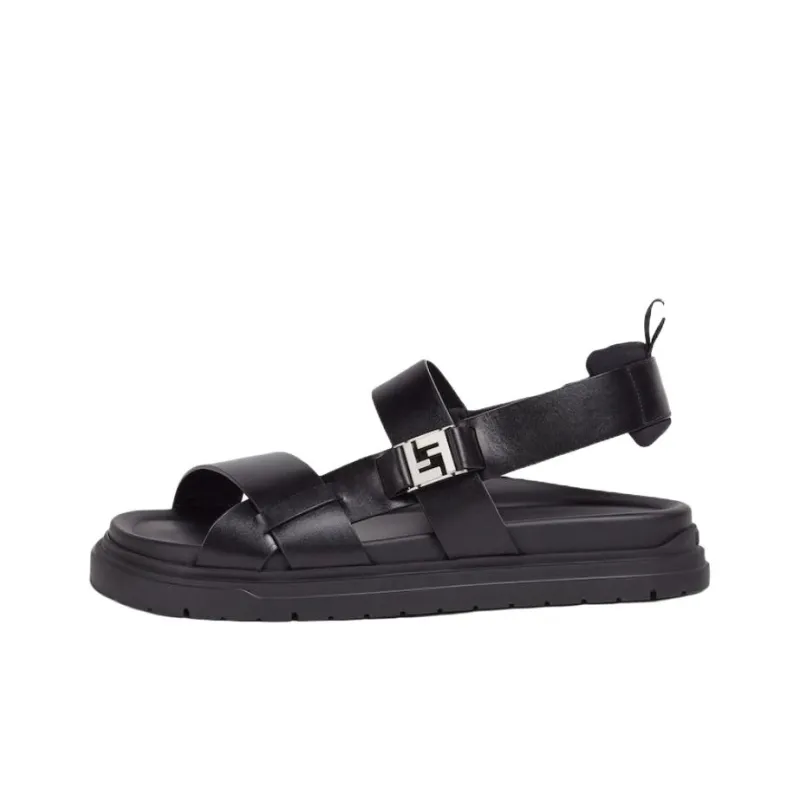 FENDI FF One Strap Sandals Men's Black-0