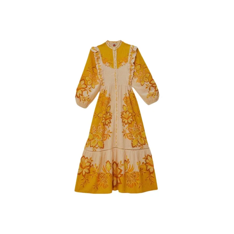 FARM RIO SS24 Long-Sleeved Dresses Women's Cream-0
