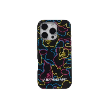 A BATHING APE TPU Material Neon Camouflage Phone Cases Compatibility IPhone 16 Pro Trendy And Cool Couple