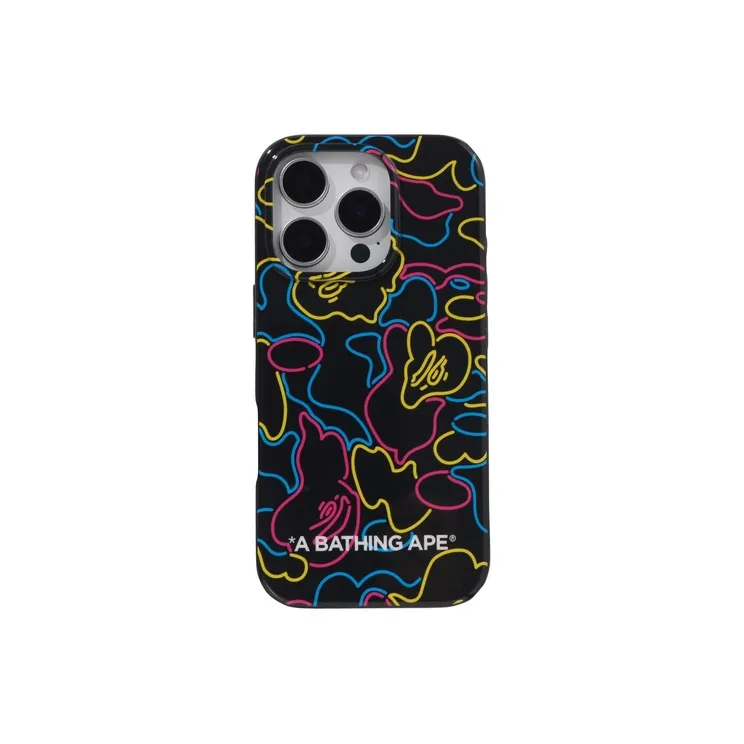 A BATHING APE TPU Material Neon Camouflage Phone Cases Compatible With IPhone 16 Pro Trendy And Cool Couple-0