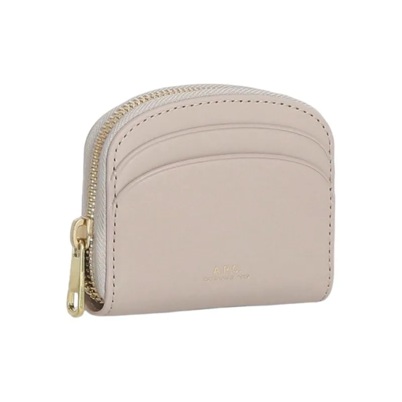 A.P.C Cow Leather Wallet Women's Gray Pink-1