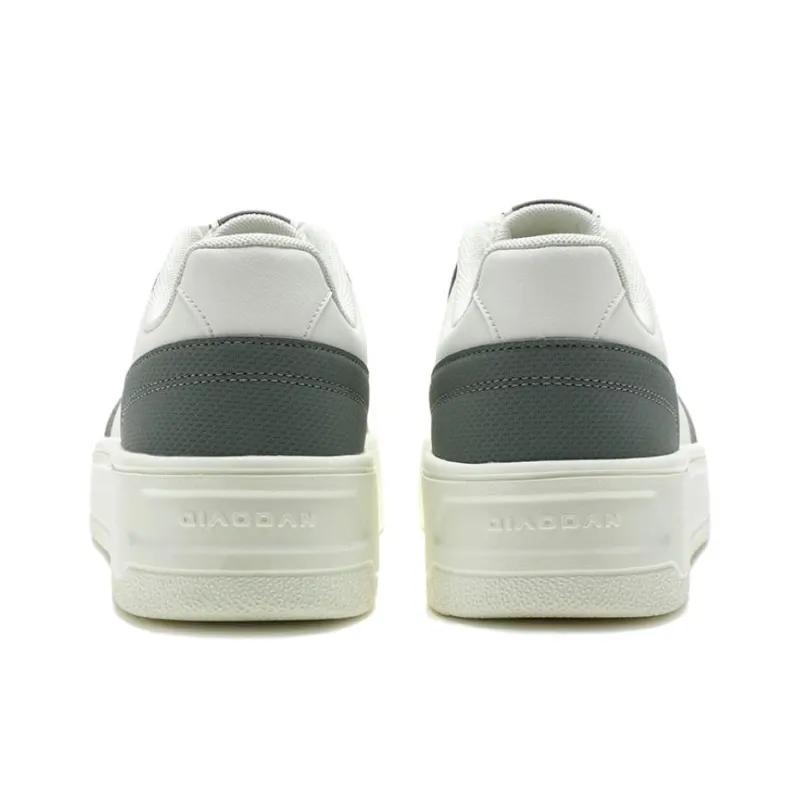 QIAODAN Slip Resistant Cushioning Abrasion Resistant Low Top Skateboard Shoes Men's Ivory White Slate Green-4