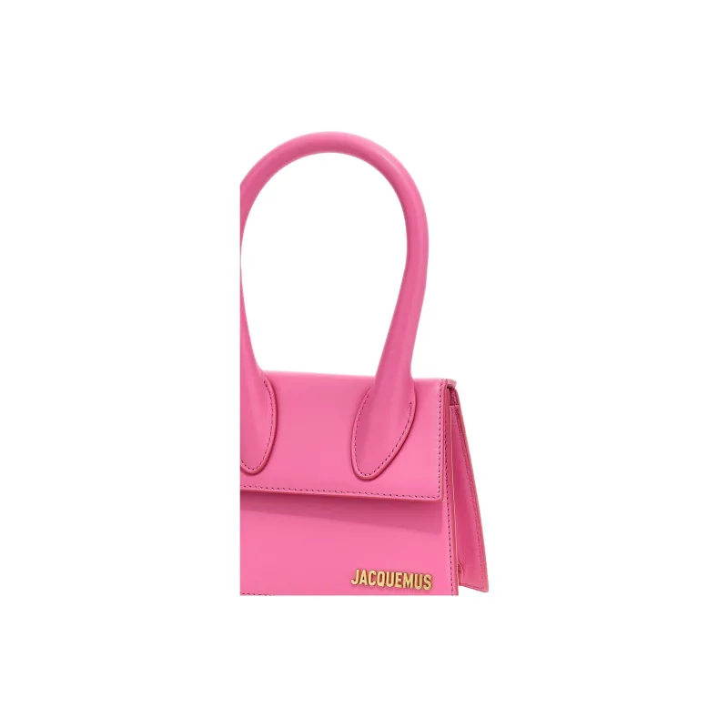 Jacquemus Le Chiquito Buffalo Leather One Shoulder Handbag Medium Size Women's Pink-2