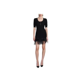 Alessandra Rich Feather Trimmed Mini Dress