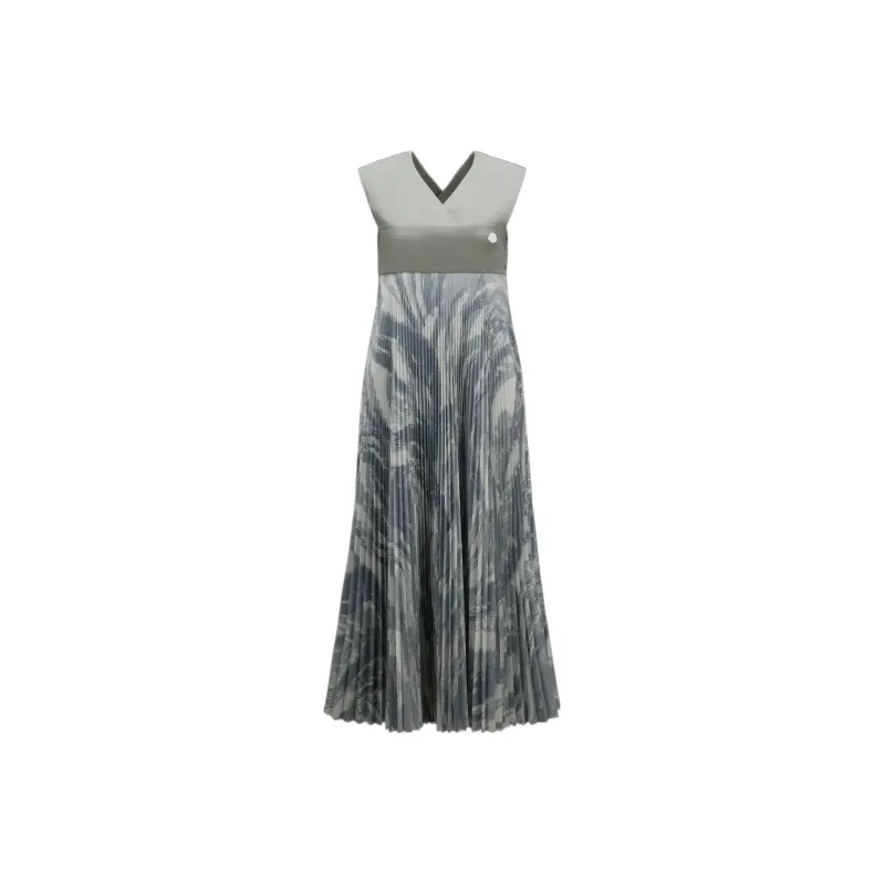 Moncler X Hyke V-Neck Pleated Dress-0