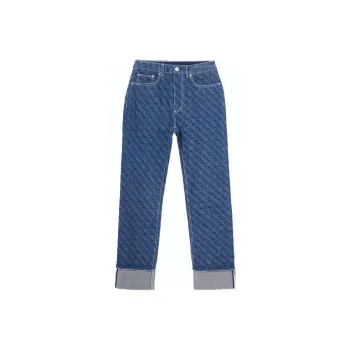 Burberry Straight Fit Monogram Print Washed Jeans 'Dark Blue'